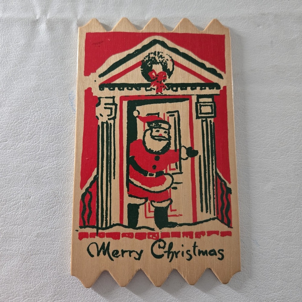 Merry Christmas Wood Postcard Santa New ATTCO-227 Holiday‎